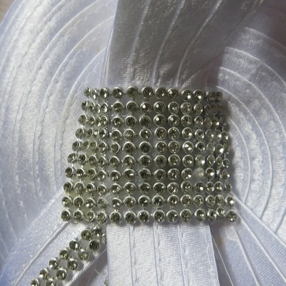 CHARM'S Hat Church/Kentucky Derby/Wedding Rhinestone Layers White Church Glam